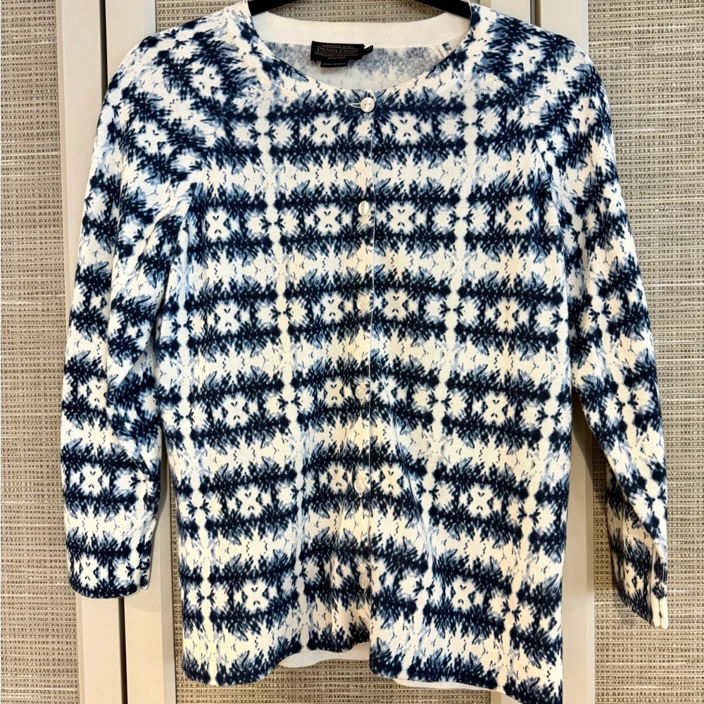 Pendleton Cotton Shibori Print Button Cardigan Cotton Button Up Mediun